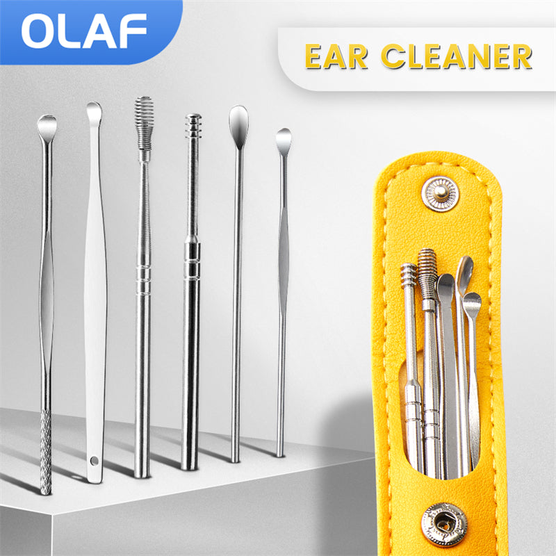 6 Pieces Set of Stainless Steel Earwax Collector