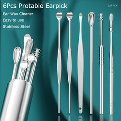 6 Pieces Set of Stainless Steel Earwax Collector