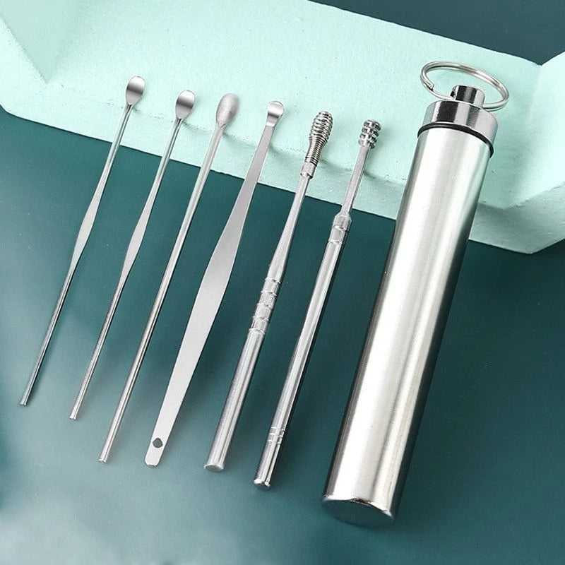 6 Pieces Set of Stainless Steel Earwax Collector